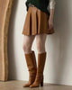 Brown sheepskin a line leather skirt