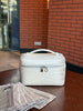 Leather Toiletry Bag in White Embossed Cowhide