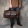 Mens crazy horse leather travel duffle bag