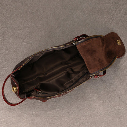 Men's Leather Wash Bag in Dark Brown Top-Grain Cowhide