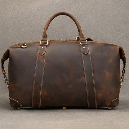 Men’s full-grain leather travel duffle bag