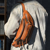 Vegetable tanned cowhide leather chest sling crossbody bag