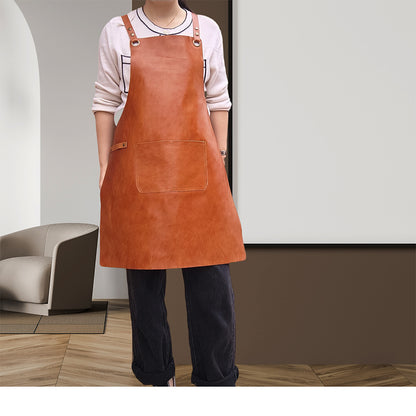 Genuine Leather Cooks Apron with Cross Back Straps