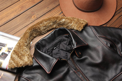 Men Leather Jacket Distressed Aviator Pilot