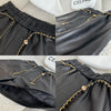 Genuine sheepskin wide leg women leather shorts