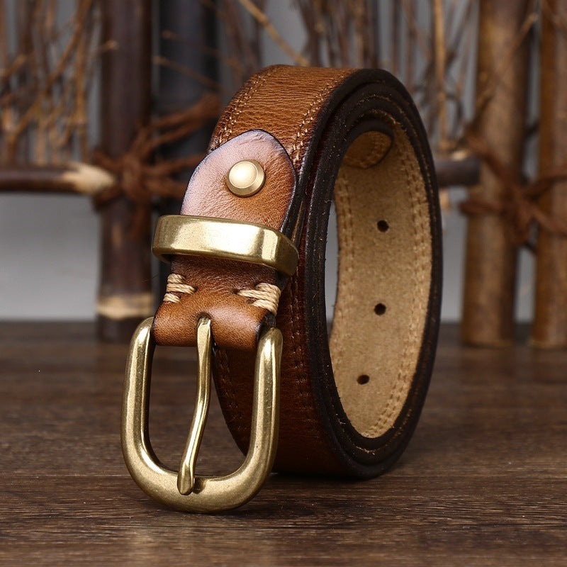 Women’s Genuine Leather Belt in Top-Grain Cowhide with Pin Buckle