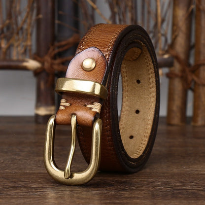 Women’s Genuine Leather Belt in Top-Grain Cowhide with Pin Buckle