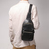 Men’s cowhide leather crossbody sling bag with usb port