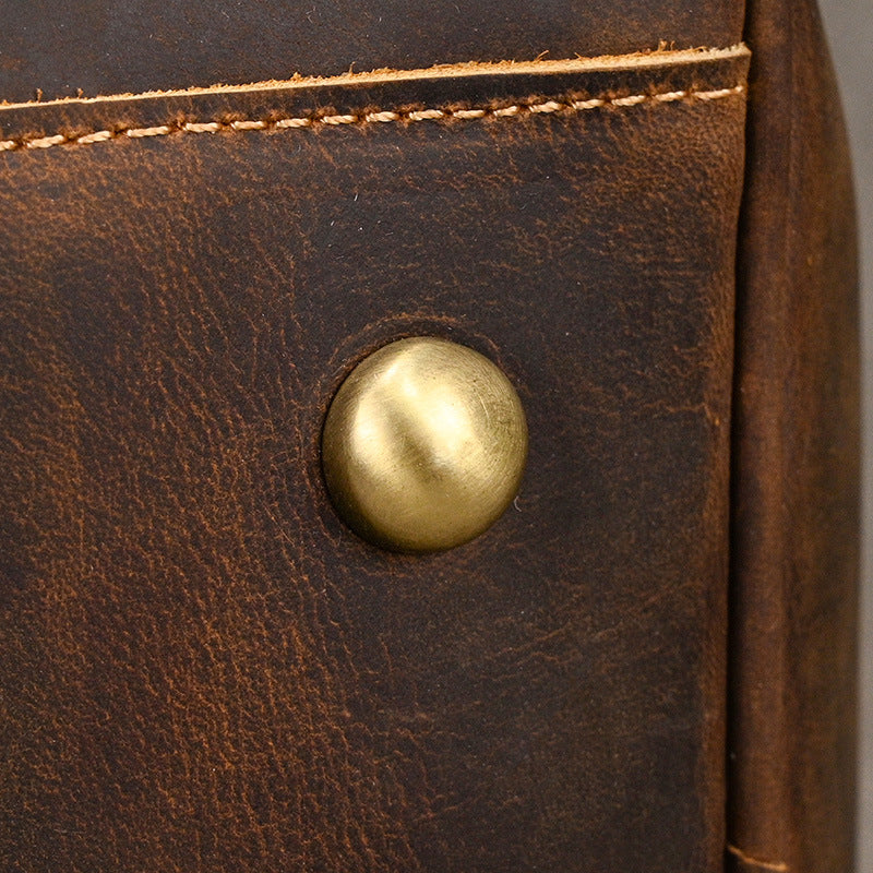 Crazy horse leather travel duffel bag