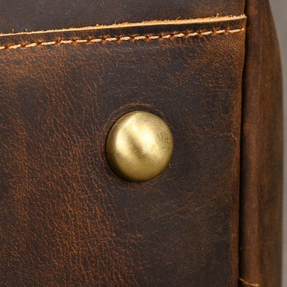 Crazy horse leather travel duffel bag