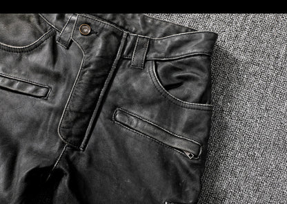 Men's distressed leather riding pants
