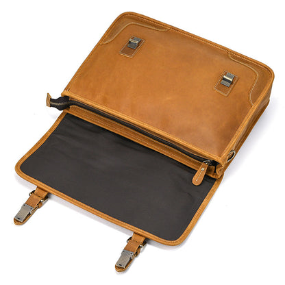 Retro crazy horse leather men briefcase
