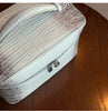 Leather Toiletry Bag in White Embossed Cowhide