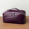 Leather Travel Toiletry Bag in Embossed Cowhide