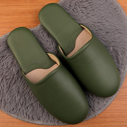 Mule Slippers for Women with Closed Toe Leather Upper