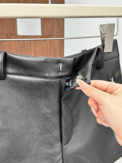 high waisted leather mini shorts women