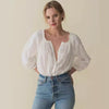 Summer Tops Women White Puff Sleeve Blouse