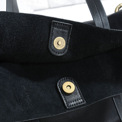 Women Genuine Leather Bucket Shoulder Tote Bag