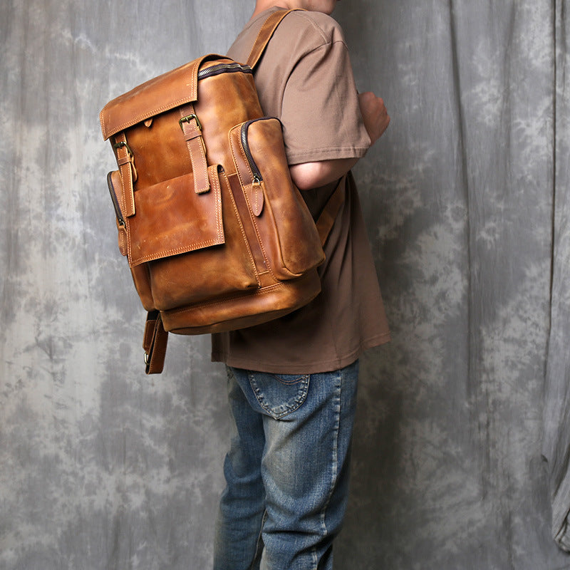 Men’s genuine leather backpack for work