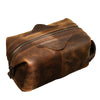 Men's Leather Toiletry Kit in Distressed Brown for Travel