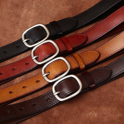 Women’s Leather Jeans Belt with Removable Pin Buckle