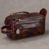Leather Dopp Kit for Men in Black Top-Grain Cowhide