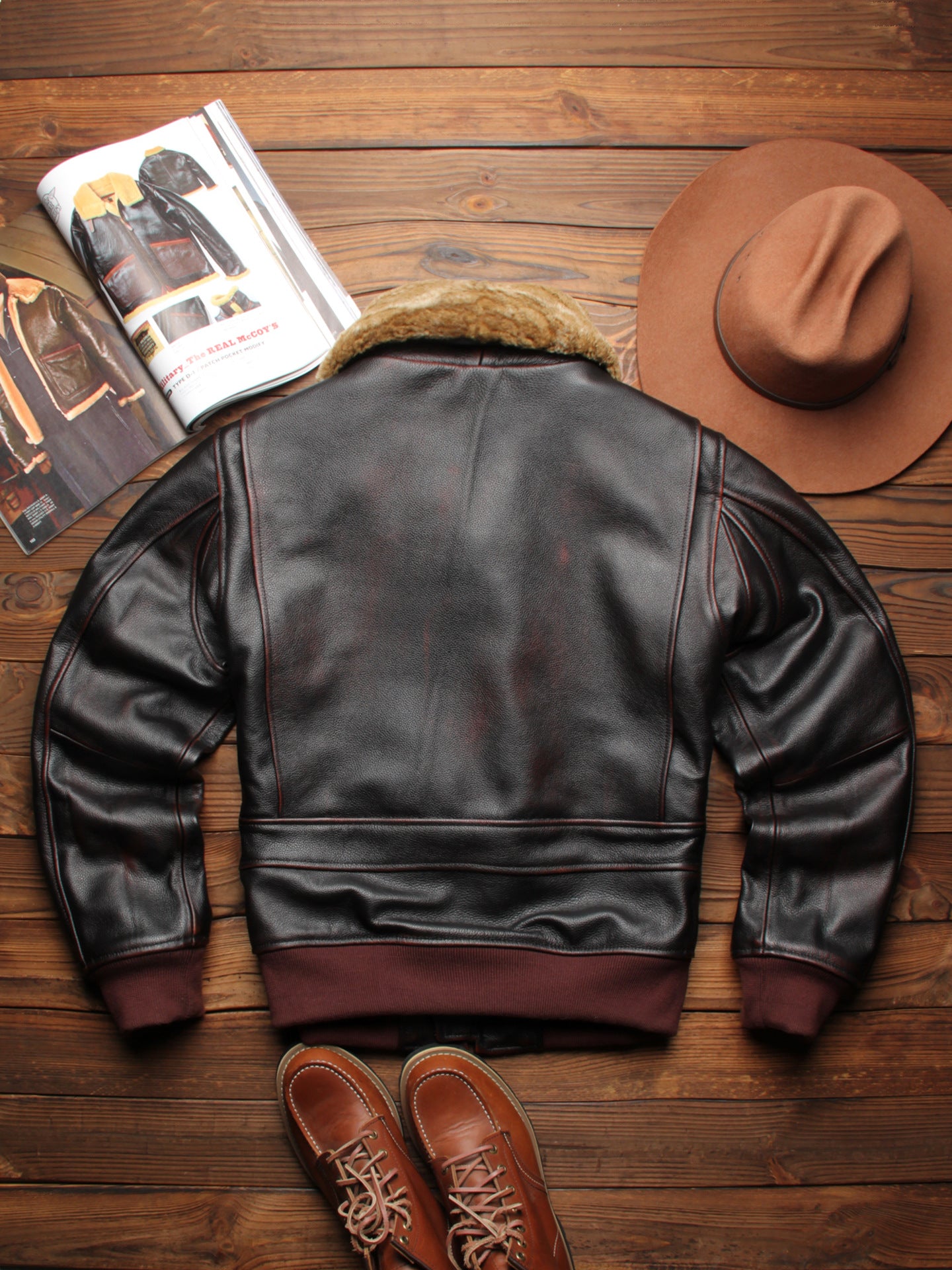 Men Leather Jacket Distressed Aviator Pilot