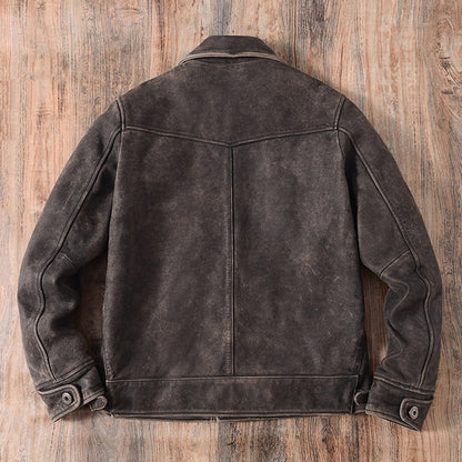 Washed Vintage Men’s Genuine Leather Jacket