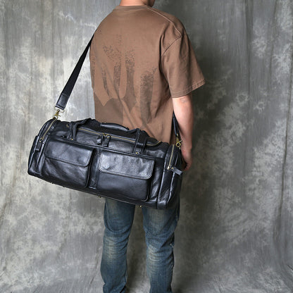 Vintage leather weekender duffel bag for men