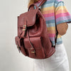 Retro cowhide leather backpack for women