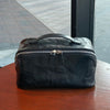 Leather Cosmetic Bag in Tan Top-Grain Cowhide for Travel