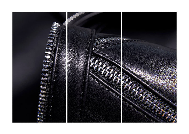 Petite women black slim fit leather jacket