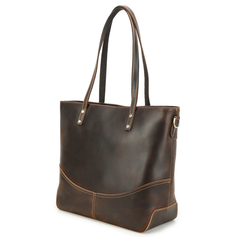 Leather Laptop Tote with Luggage Sleeve