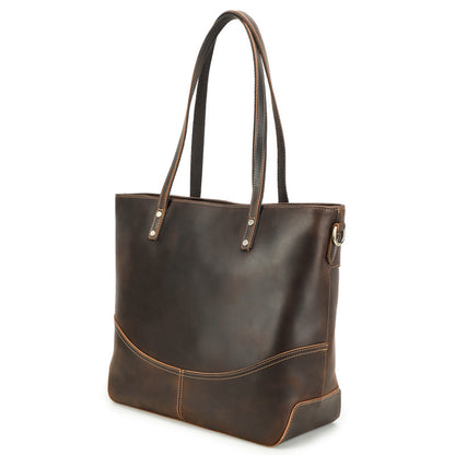 Leather Laptop Tote with Luggage Sleeve