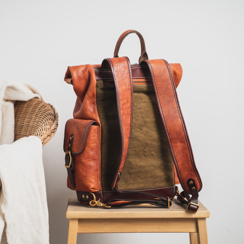 Tanned Leather Backpack for Work and Travel