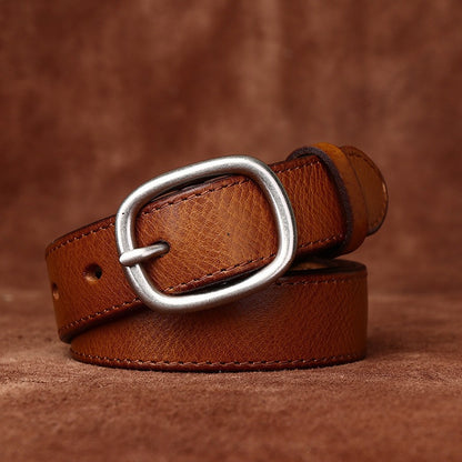 Women’s Leather Jeans Belt with Removable Pin Buckle