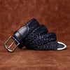 Womens Woven Belt in Top-Grain Leather with Pin Buckle