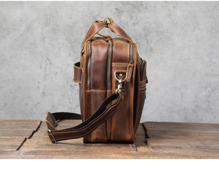 Brown Top Grain Leather Airport Messenger Bag