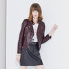 Women slim fit cropped leather biker jacket