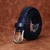 Womens Woven Belt in Top-Grain Leather with Pin Buckle