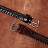 Womens Woven Belt in Top-Grain Leather with Pin Buckle