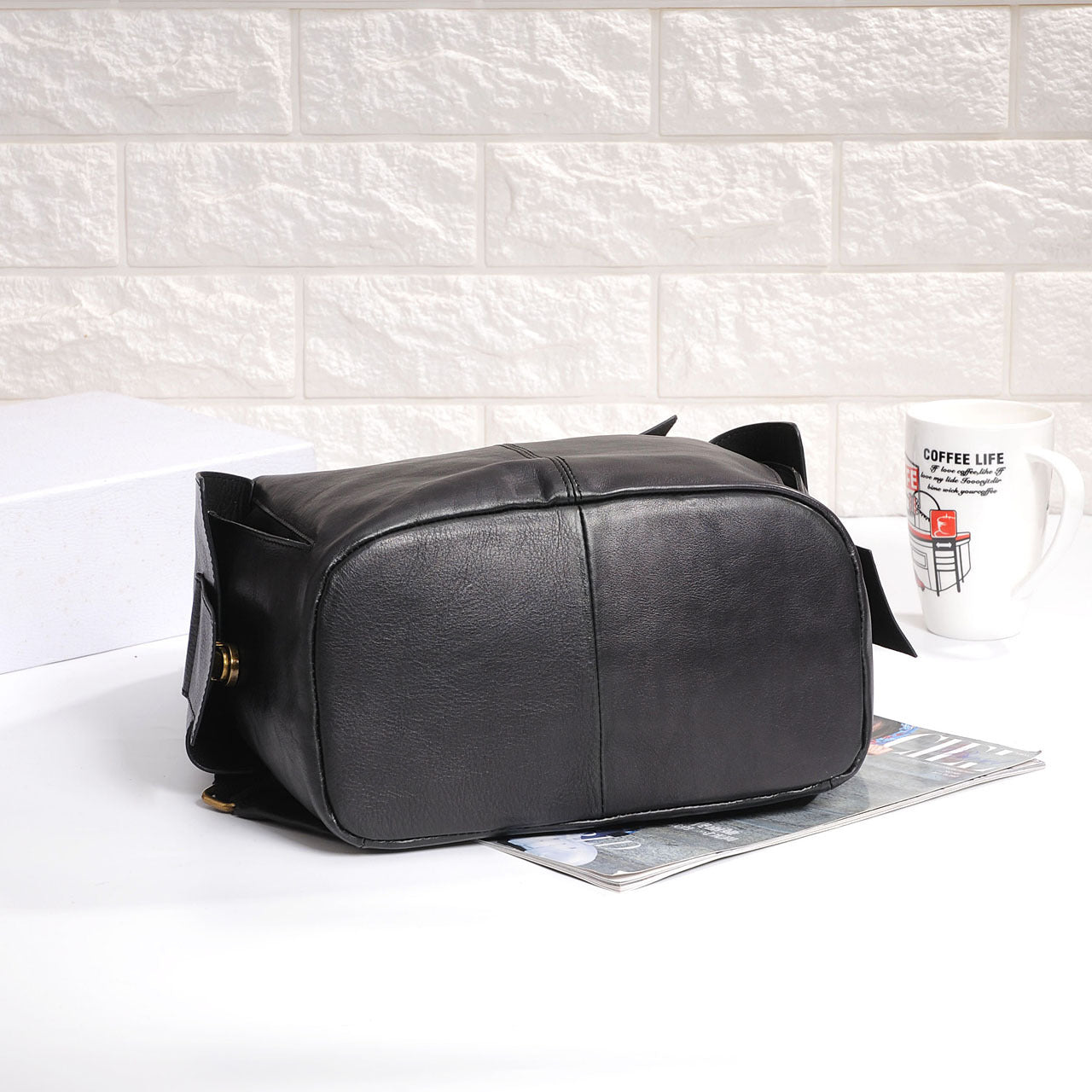 Women top layer cowhide laptop backpack