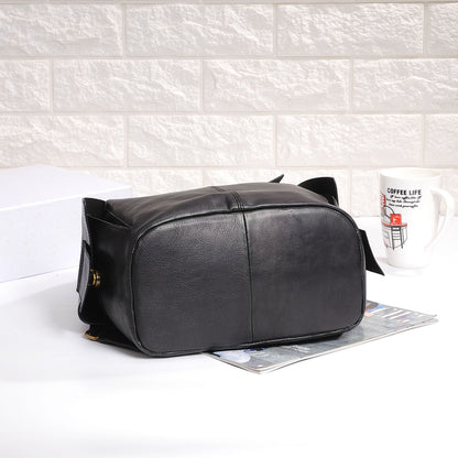 Women top layer cowhide laptop backpack