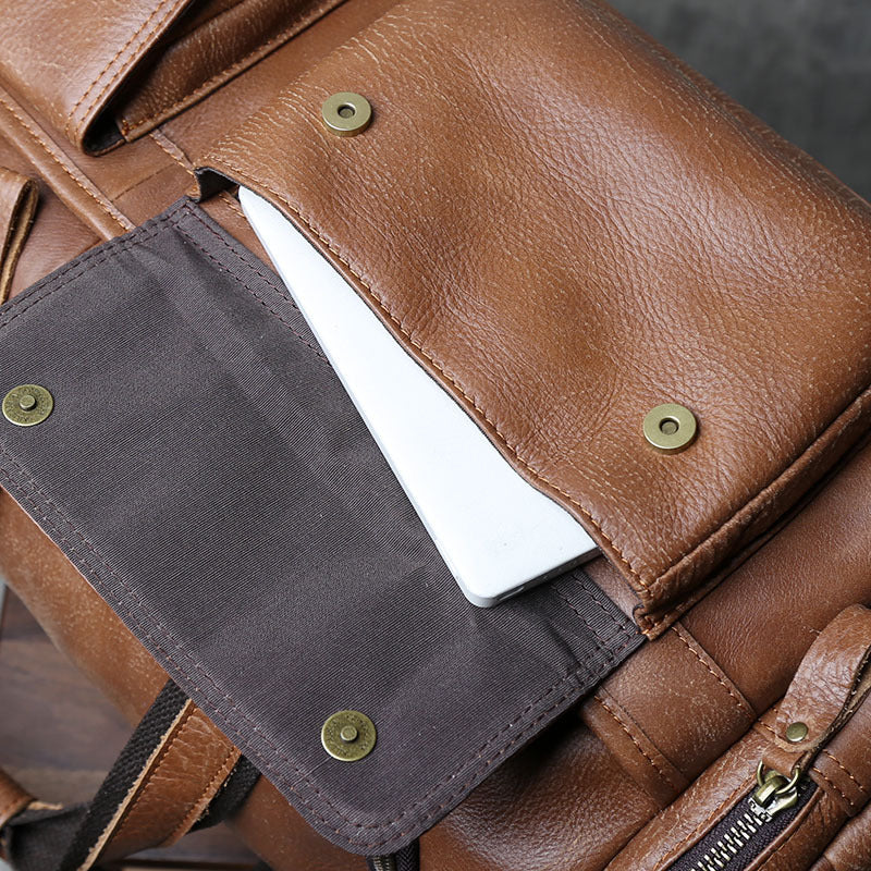 Vintage leather weekender duffel bag for men