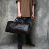 Leather weekender duffle bag with shoe compartment