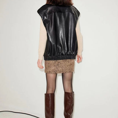 Women Genuine leather sheepskin vest