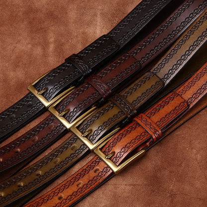 Top Grain Leather Belt for Women with Embossed Detail