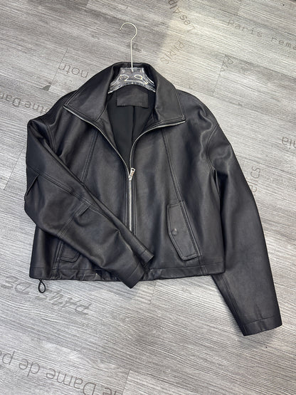 Women Oversized Real Leather Moto Jacket