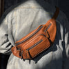 Vegetable tanned cowhide leather chest sling crossbody bag