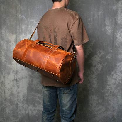 Retro crazy horse leather travel duffel bag
